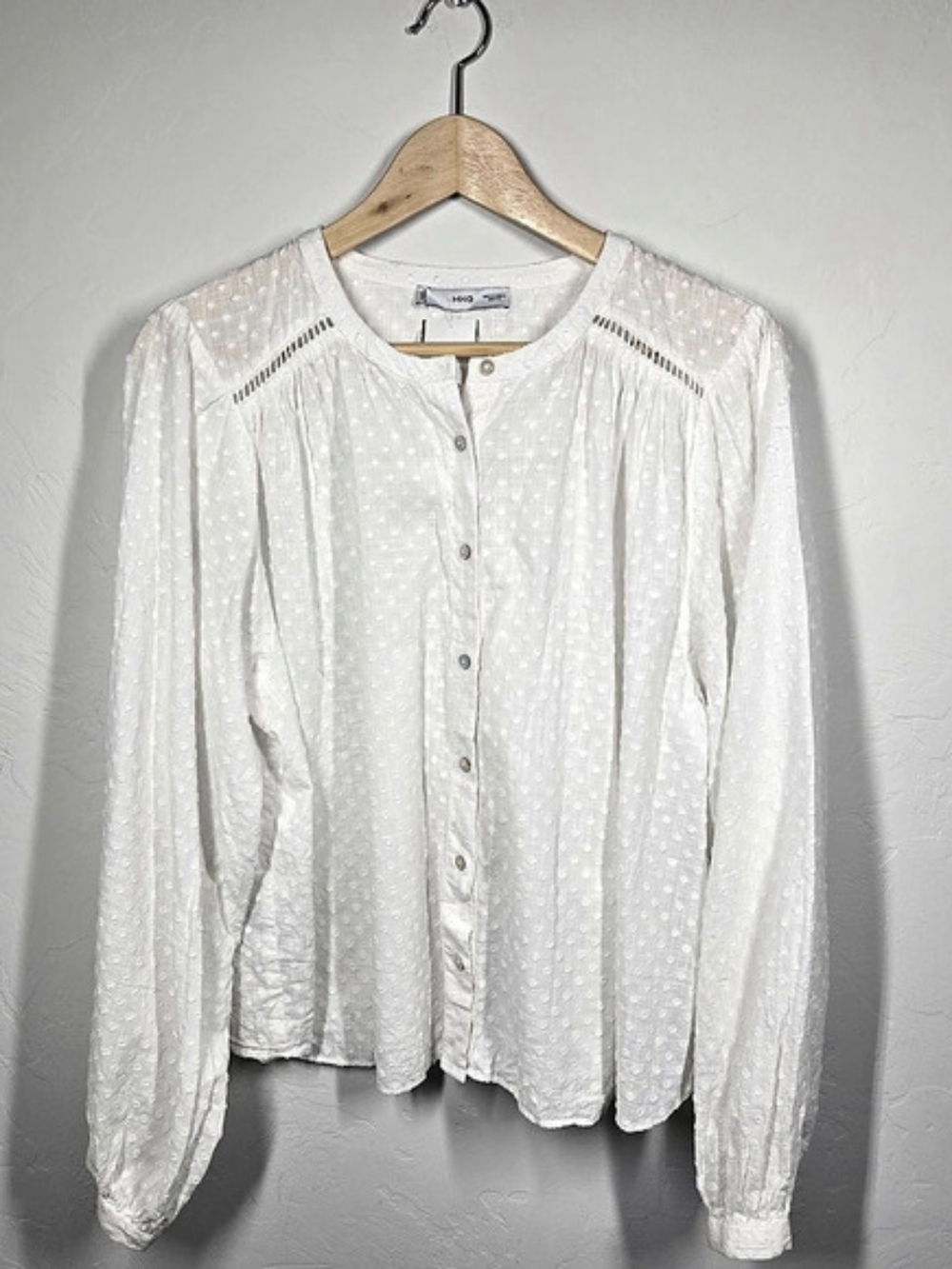 MNG White Cotton Blouse Size Medium Like New
